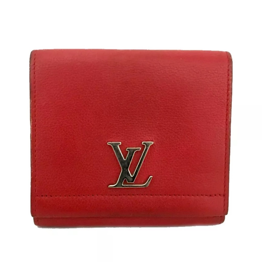11-25 Preloved Louis Vuitton LV Lock Me II Taurillon Leather Compact Wallet